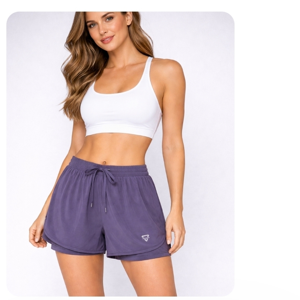 Luogongzi Women's Purple Athletic Shorts Large